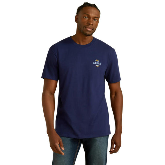 Ariat Men's Woven West Graphic Medieval Blue T-Shirt weis-western-wear