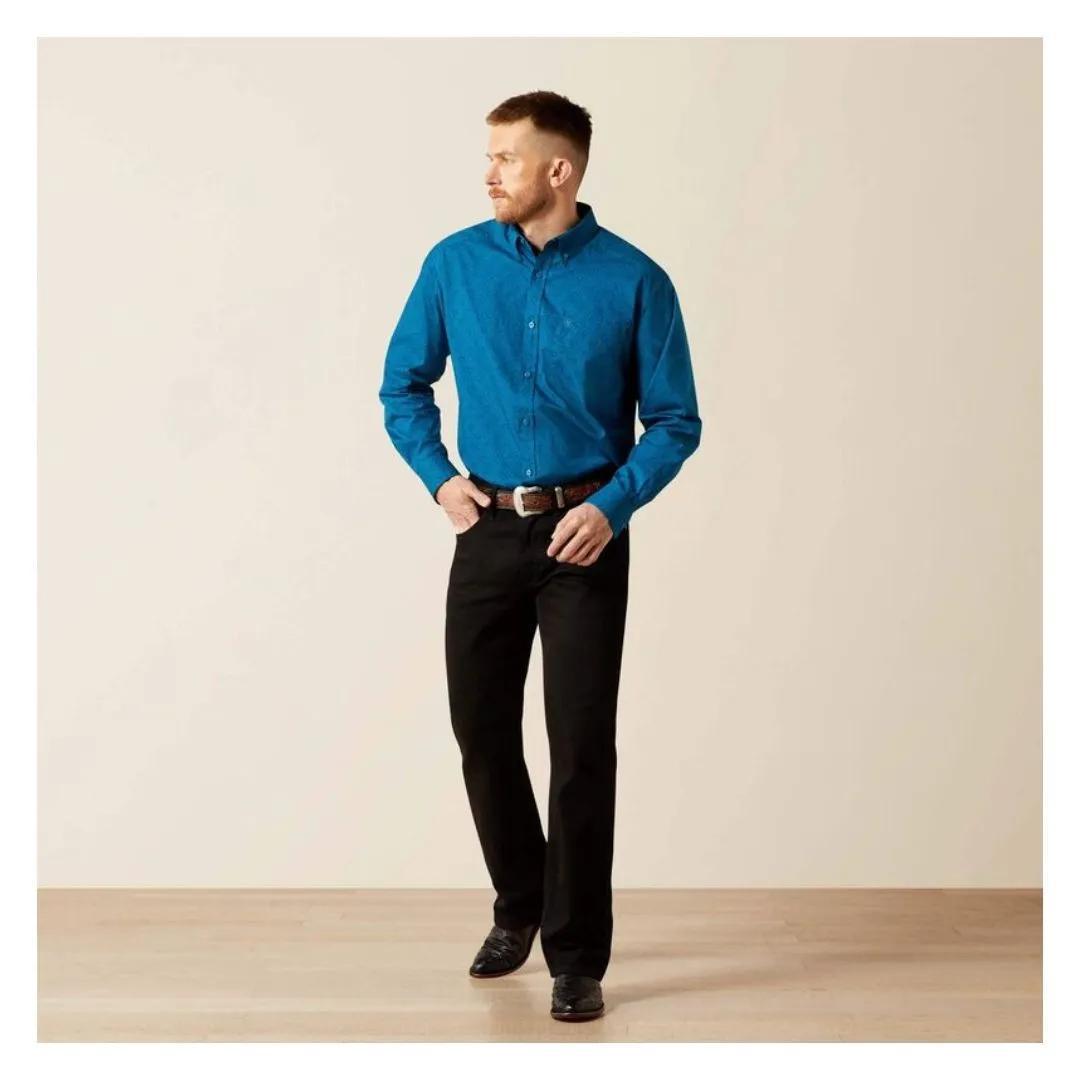 Ariat Mens Blue Terrell Classic Fit Shirt Dark Teal weis-western-wear