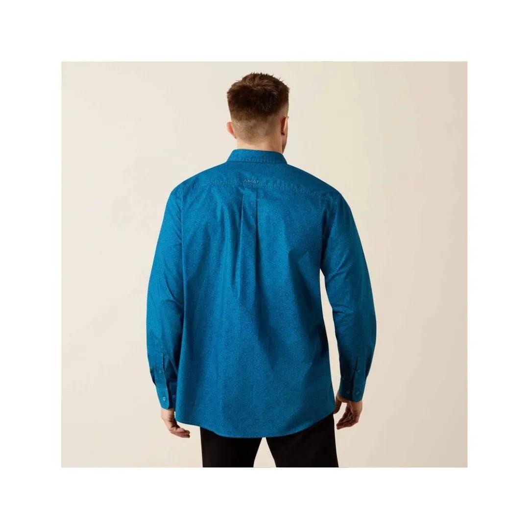 Ariat Mens Blue Terrell Classic Fit Shirt Dark Teal weis-western-wear