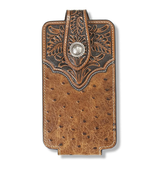 Ariat Phone Holder Case Leather Ostrich Print
