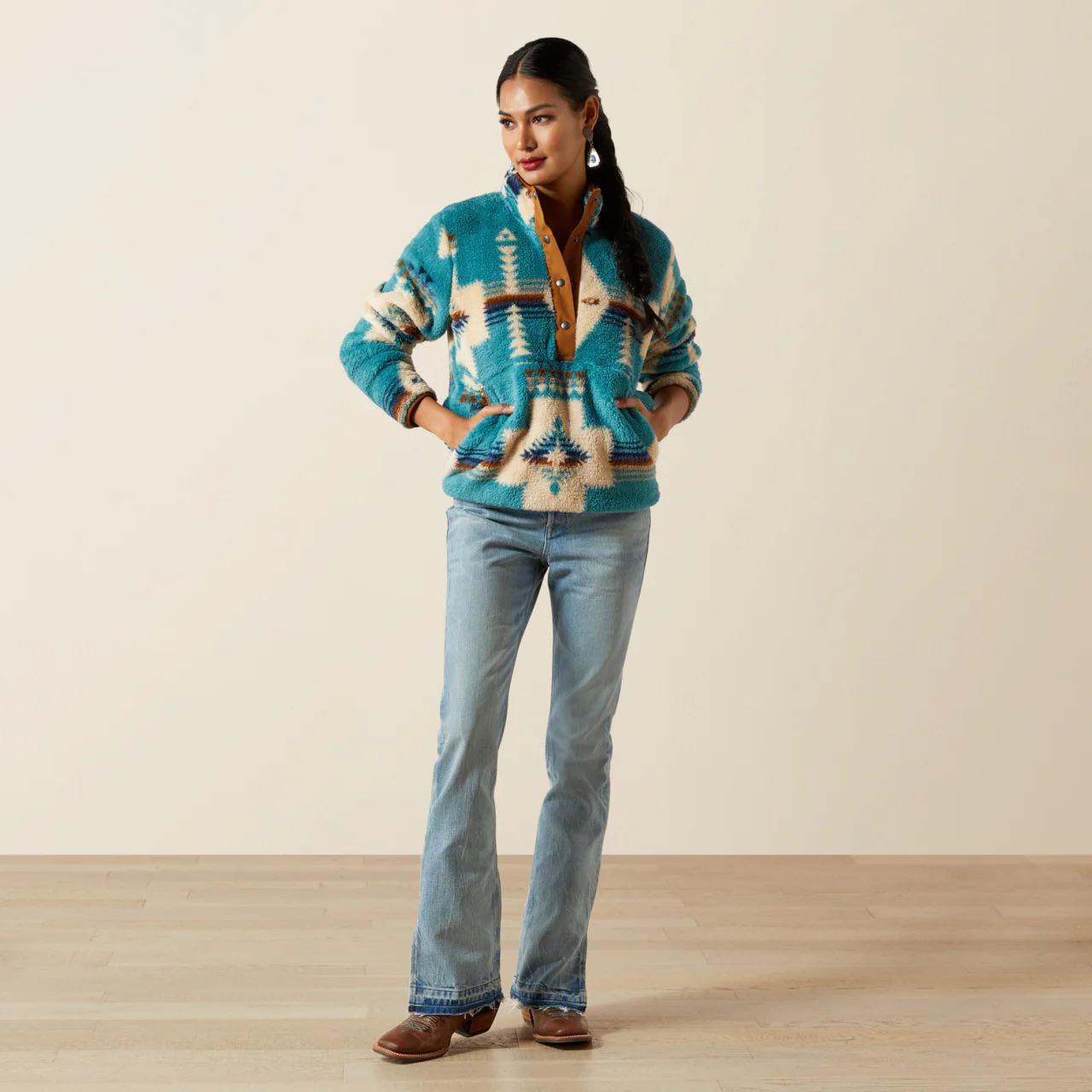 Ariat Women's Berber Snap Front Sweatshirt Agave Southwestern Print weis-western-wear