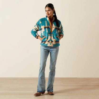 Ariat Women's Berber Snap Front Sweatshirt Agave Southwestern Print weis-western-wear