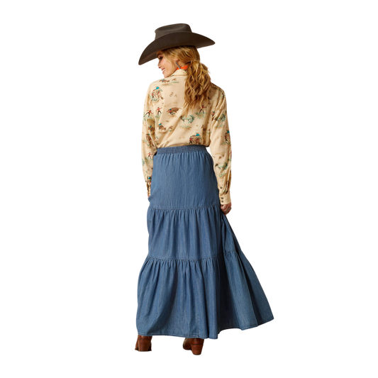 Ariat Women's Chambray Medium Blue Skirt