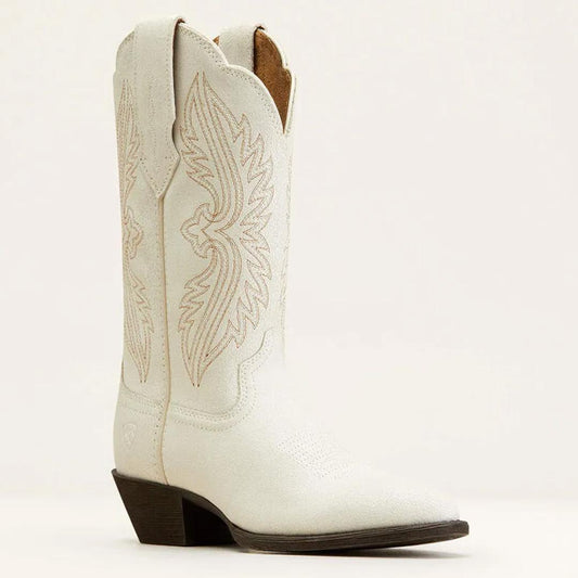 Ariat Women's Heritage R Toe Stretch Fit Cowgirl Boot Distressed Ivory 10046898
