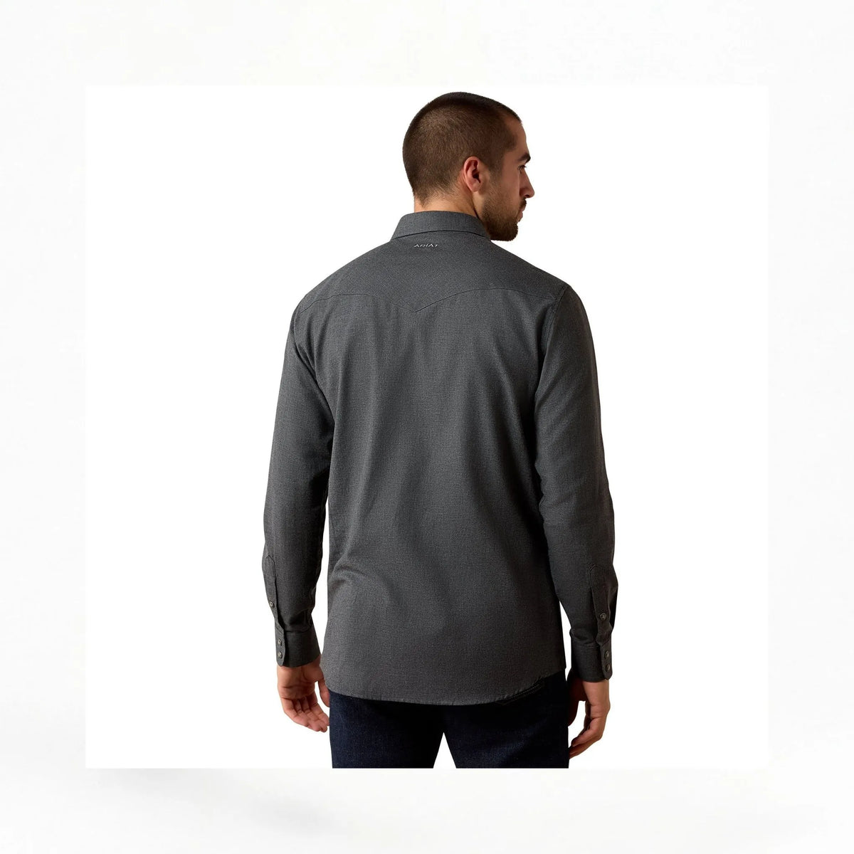 Ariat Mens Solid Twill Fitted Shirt Charcoal Heather