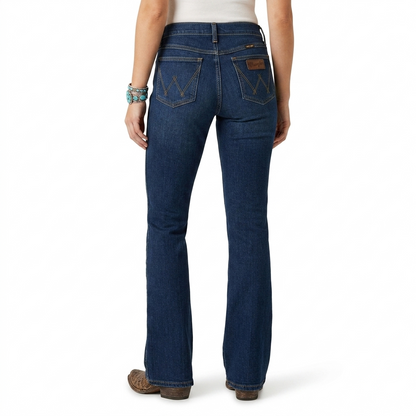 Ariat Aisha wide leg trouser jean for women, back pocket view on model.