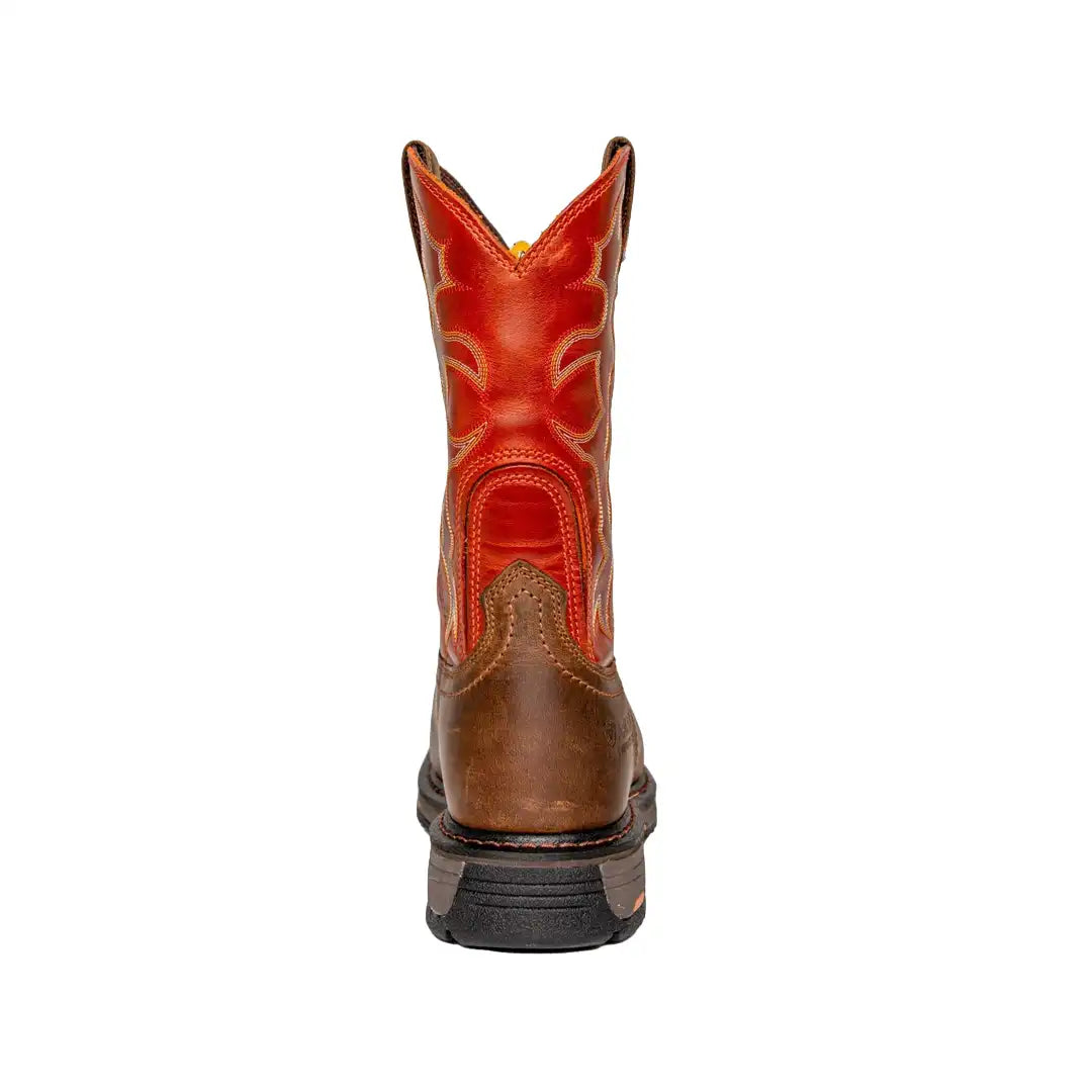 Ariat Workhog CSA composite toe work boot, back view showing heel counter and pull tabs.