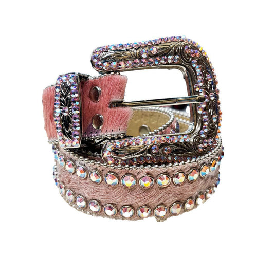 B.B Simon Women's Cowhide Belt Pink 5026-A-93