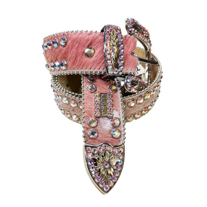 B.B Simon Women's Cowhide Belt Pink 5026-A-93