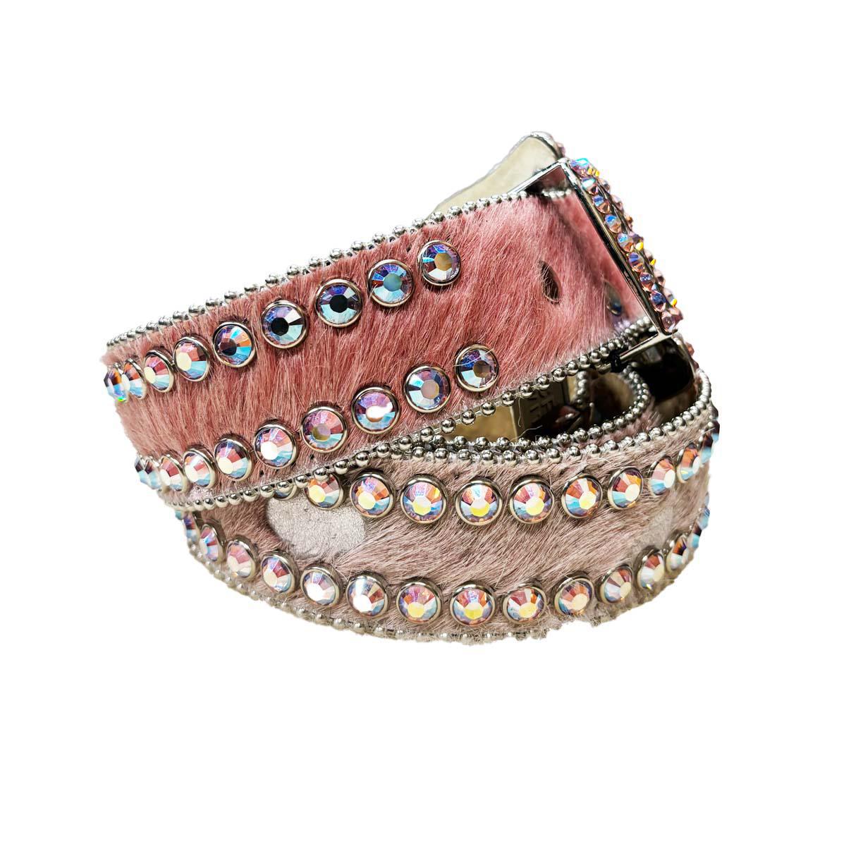 B.B Simon Women's Cowhide Belt Pink 5026-A-93