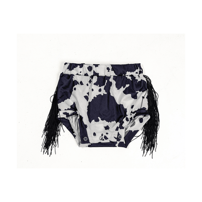 Shea Baby Cowprint Bummers With Fringe - Shea Baby