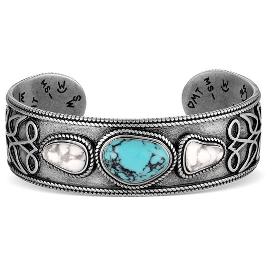 Montana Silversmiths Boot Stitch Turquoise Cuff Bracelet