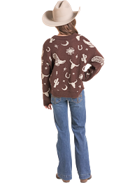 Rock&roll Girl's Western Print Sweater