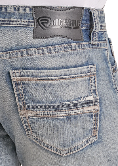 Rock& Roll Men's Slim Fit Straight Stitch Pocket Straight Leg Jeans