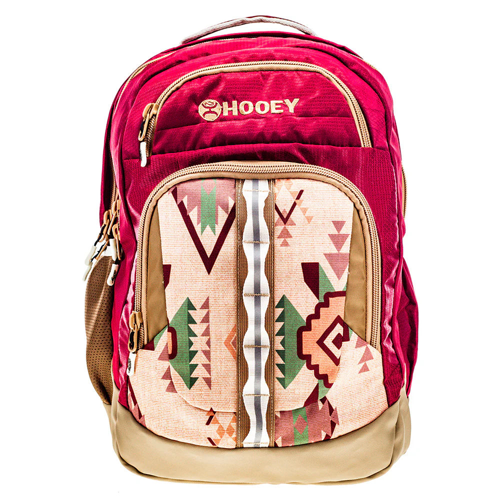 Hooey OX Backpack Burgundy/Tan w/Aztec weis-western-wear