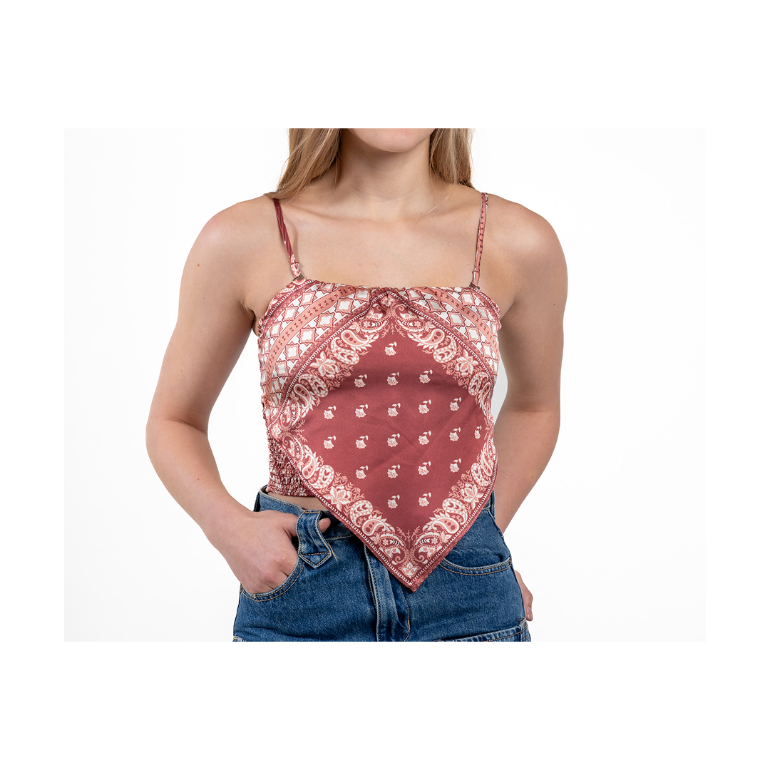 Rock&Roll Women's Burgundy Bandana Tank Top
