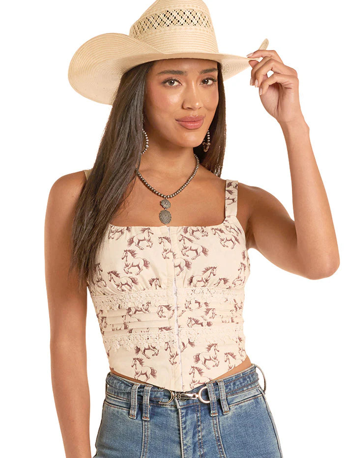 Rock & Roll Horse print Tank Top