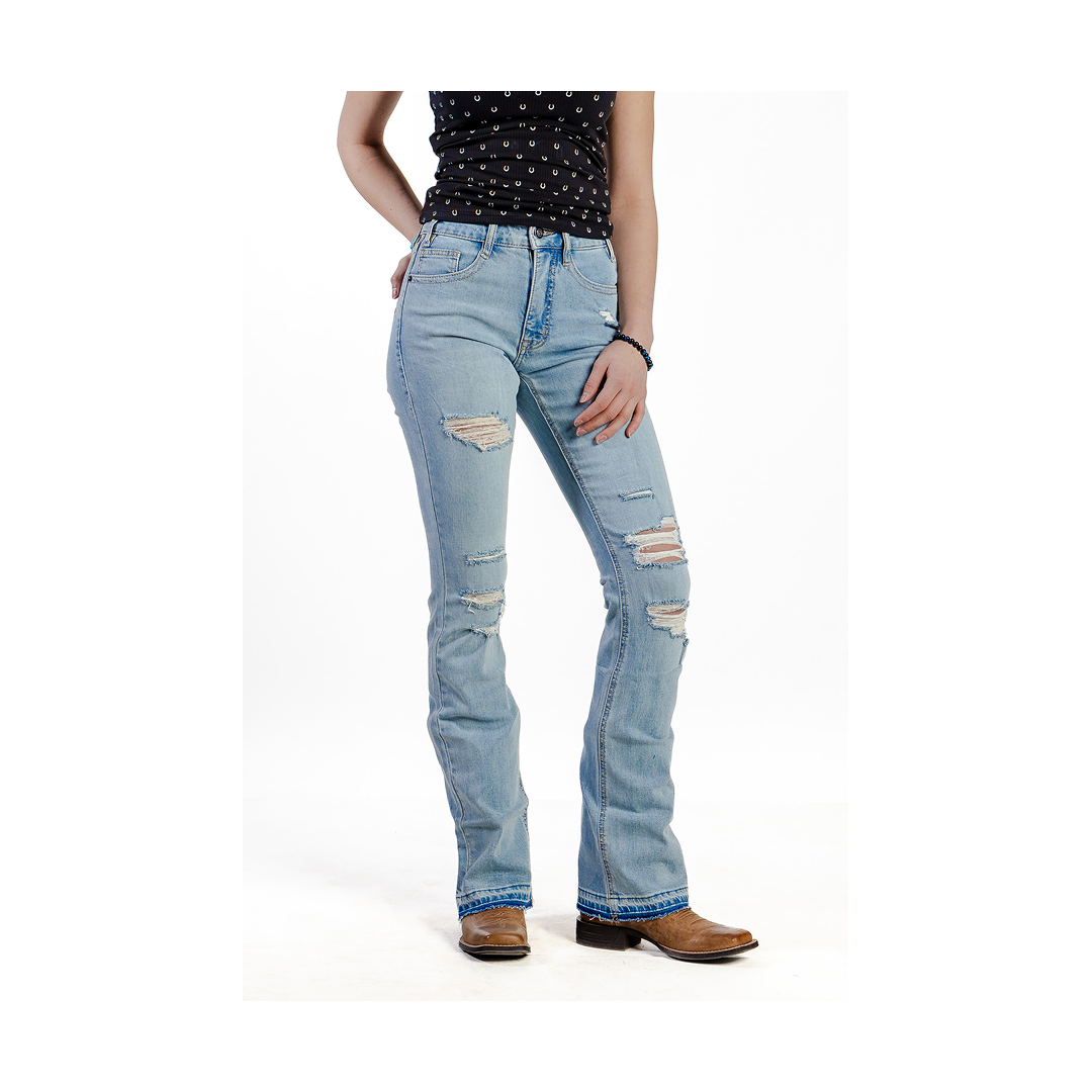 Rock & Roll Women's Distressed High Rise Bootcut Jeans