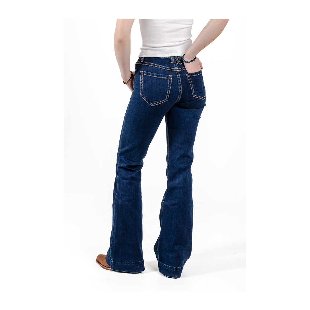 Rock & Roll Denim Women's Dark Wash High Rise Trouser Jeans