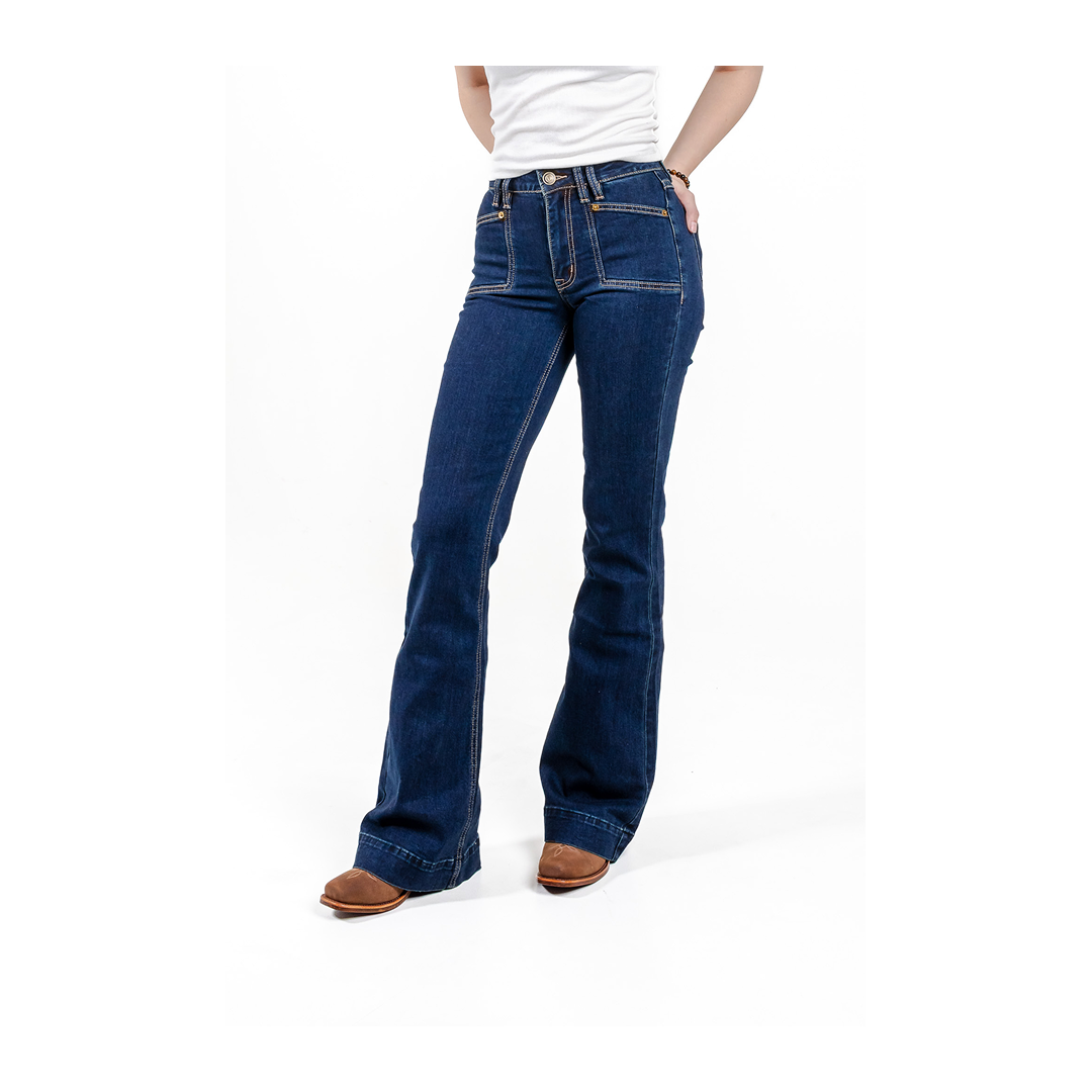 Rock & Roll Denim Women's Dark Wash High Rise Trouser Jeans