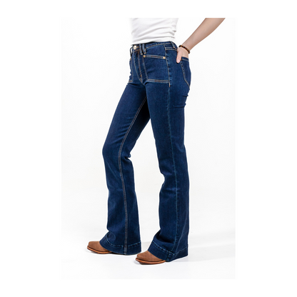 Rock & Roll Denim Women's Dark Wash High Rise Trouser Jeans