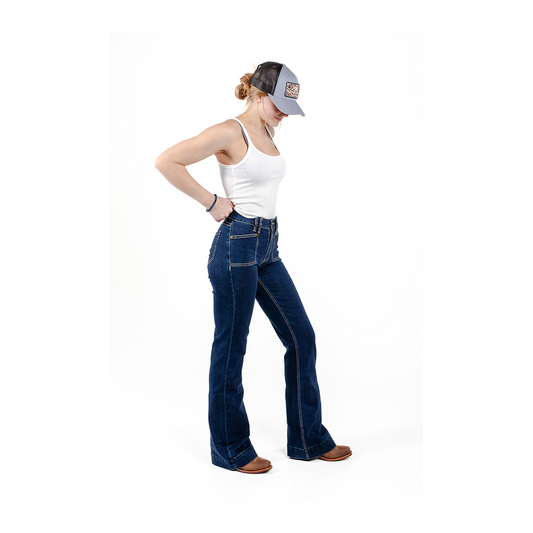 Rock & Roll Denim Women's Dark Wash High Rise Trouser Jeans