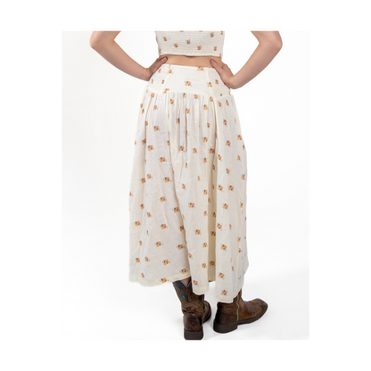 Rock & Roll Women's Cream Floral Midi Skirt