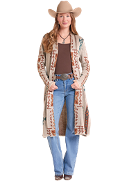 Rock & Roll Denim Women's Aztec Knit Duster Cardigan