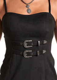 Women's Rock & Roll Microsuede Buckle Mini Dress