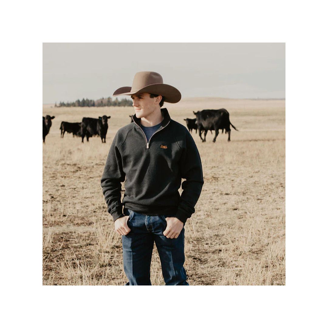 Baredown Men's Heather Black Small Logo 1/4 Zip Pullover weis-western-wear