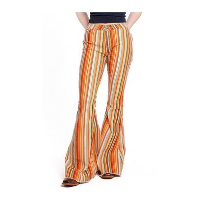 Rock & Roll Women’s Pants Multi Stripe High Rise Bell Bottoms