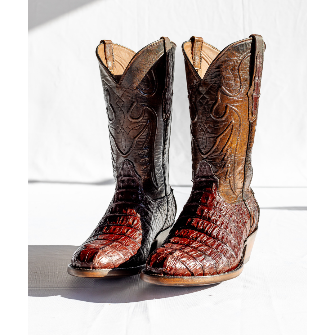 Black Jack Men's 12" Cowboy Boots Caiman Tail