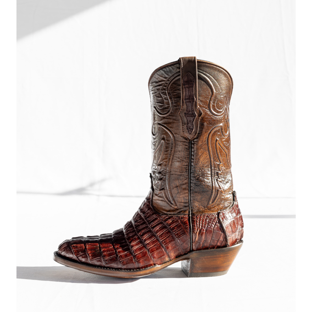 Black Jack Men's 12" Cowboy Boots Caiman Tail