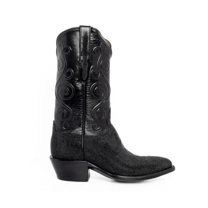 Black Jack Men's Cowboy Boots 12" Exotic Stingray Black 7864-01