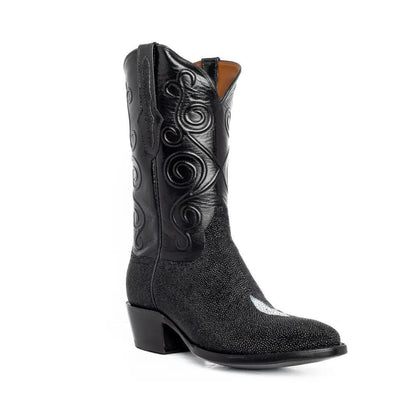 Black Jack Men's Cowboy Boots 12" Exotic Stingray Black 7864-01