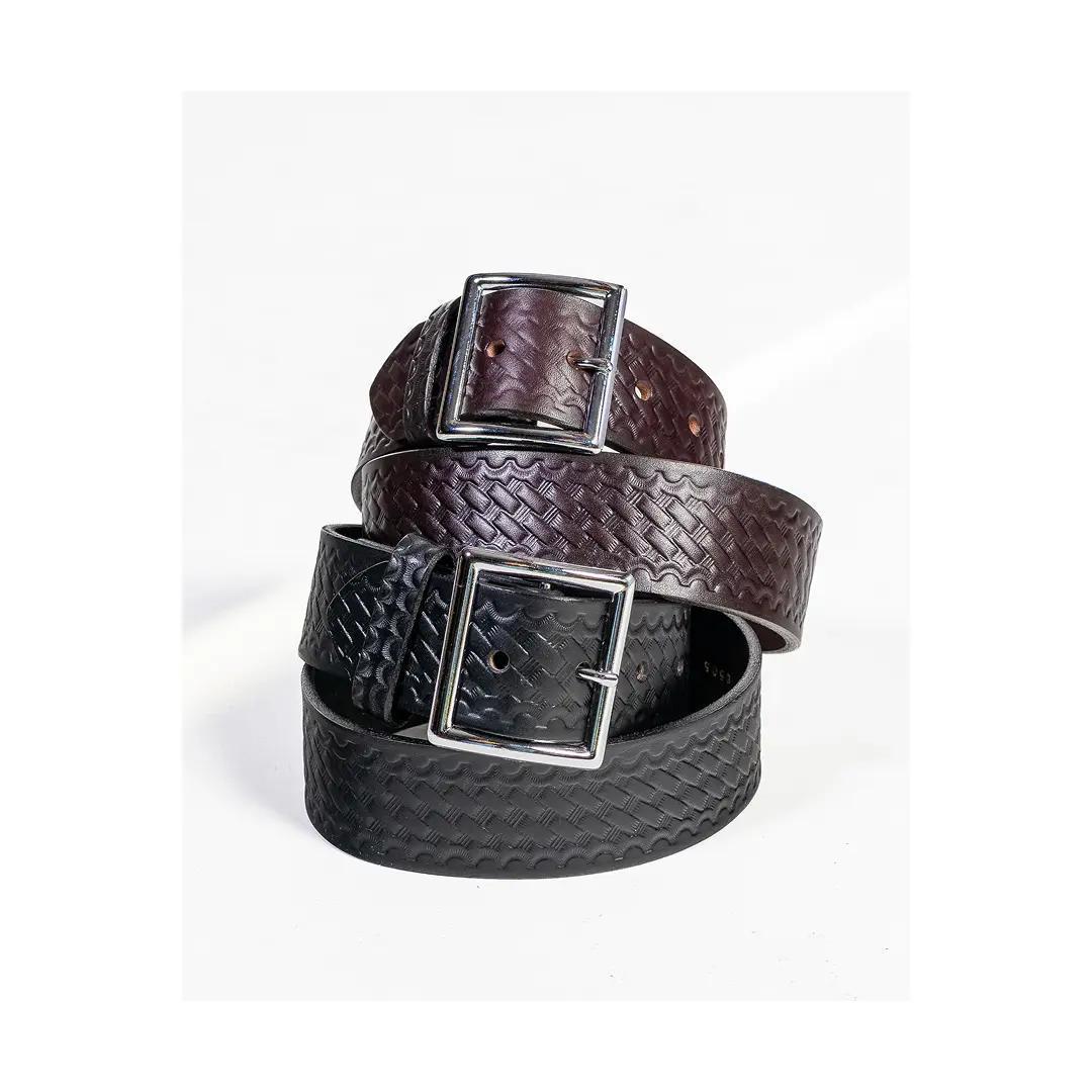 Boston Leather 1.75" Basket Weave Garrison Belt weis-western-wear