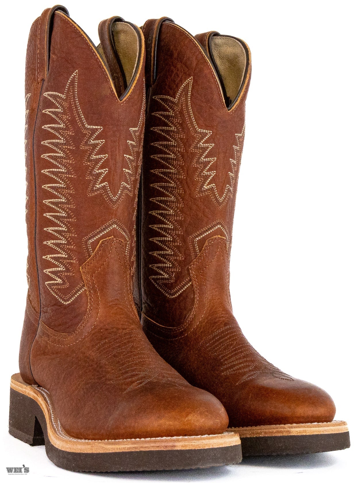 Boulet Women's Cowgirl Boots 11" Bison Roper Heel Wide U Toe Crepe Sole - Clearance