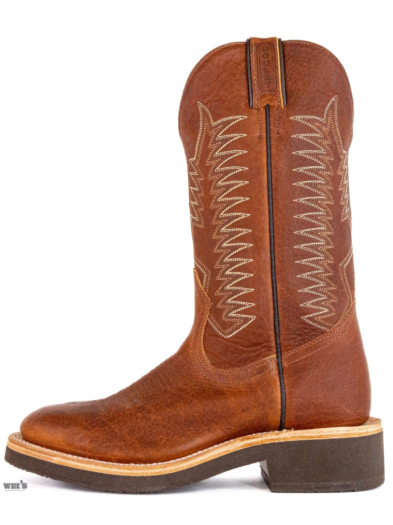 Boulet Women's Cowgirl Boots 11" Bison Roper Heel Wide U Toe Crepe Sole - Clearance