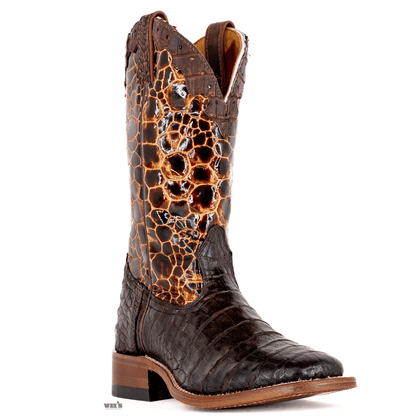 Boulet Women's Cowgirl Boots 11" Exotic Caiman Faux Sea Turtle Wide Square Toe 0519