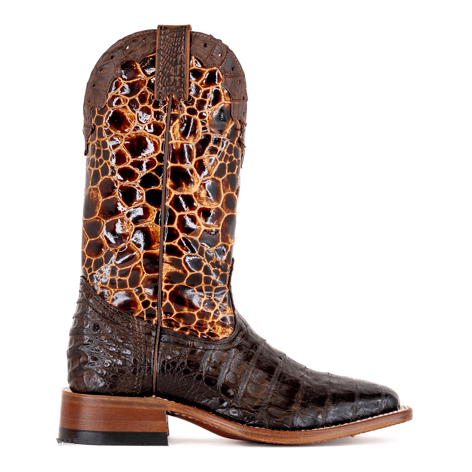 Boulet Women's Cowgirl Boots 11" Exotic Caiman Faux Sea Turtle Wide Square Toe 0519