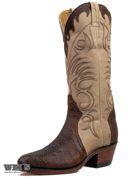 Boulet Women's Cowgirl Boots 11" Tri-Colour Cowhide Cowboy Heel R Toe 4568 - Boulet
