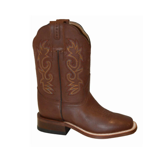 Boulet Kid’s Cowboy Boots Leather Roper Heel Wide Square Toe