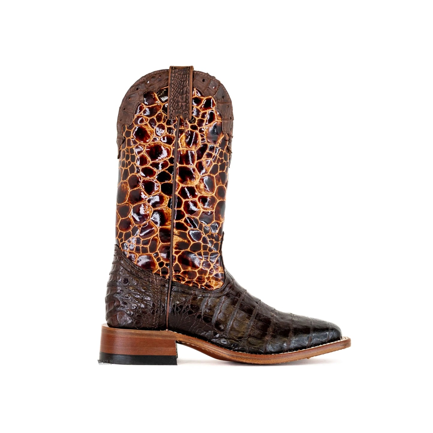 Boulet Women's Cowgirl Boots 11" Exotic Caiman Faux Sea Turtle Wide Square Toe