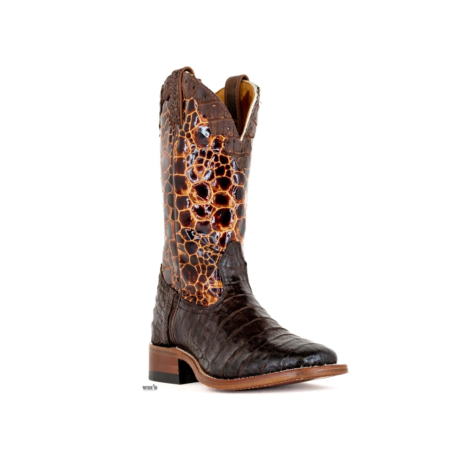 Boulet Women's Cowgirl Boots 11" Exotic Caiman Faux Sea Turtle Wide Square Toe
