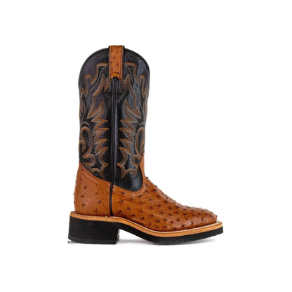 Boulet Women's Cowgirl Boots 11" Exotic Ostrich U Toe Roper Heel Crepe Sole 2309