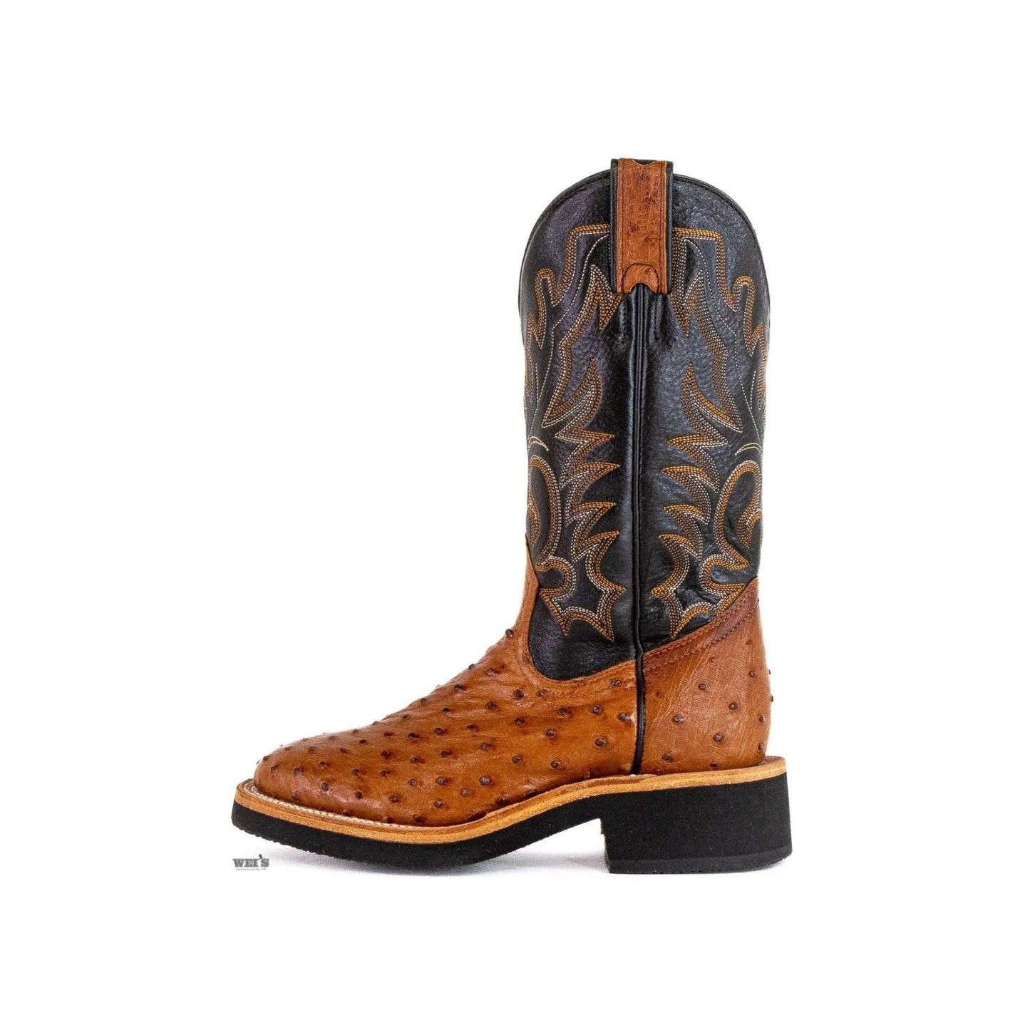 Boulet Women's Cowgirl Boots 11" Exotic Ostrich U Toe Roper Heel Crepe Sole 2309