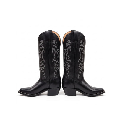 Boulet Women's Cowgirl Boots 12" Sporty Black Deer Tan Western Boot - Clearance