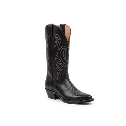 Boulet Women's Cowgirl Boots 12" Sporty Black Deer Tan Western Boot - Clearance