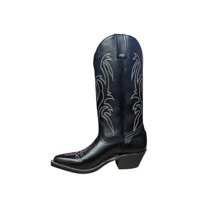 Boulet Women's Cowgirl Boots 12" Sporty Black Deer Tan Western Boot - Clearance
