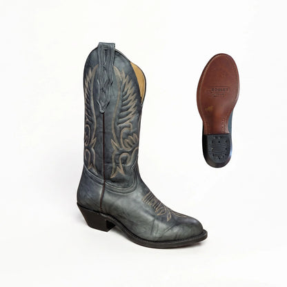 Boulet Women's Distressed Charcoal Leather Western Boot - Clearance